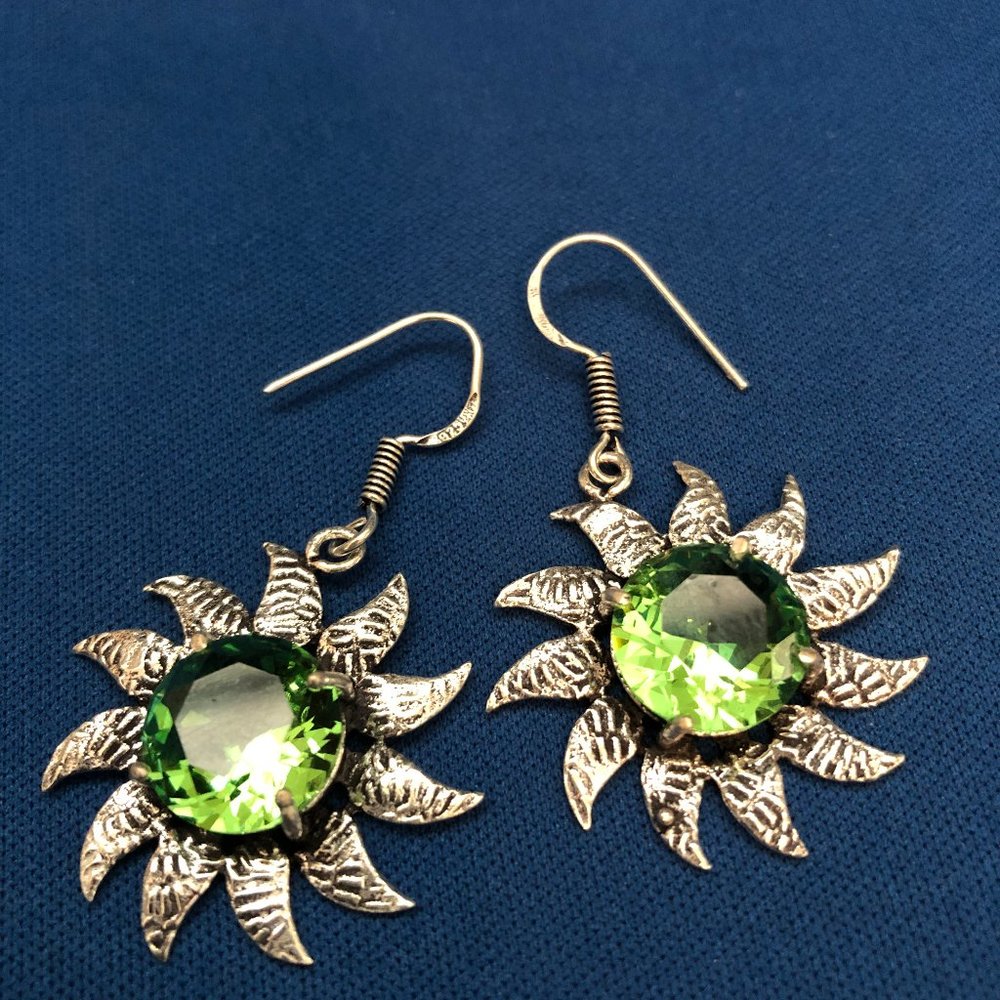 Handmade Real Gemstone Peridot  925 Stamped Sterling Silver Earrings  1.68